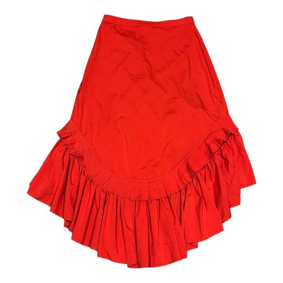 LULUMARI Red Overlap Maxi Frill High Low Skirt size medium - Picture 3 of 9